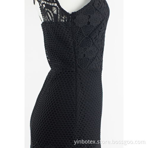 Black 2 layer lace back less dress
